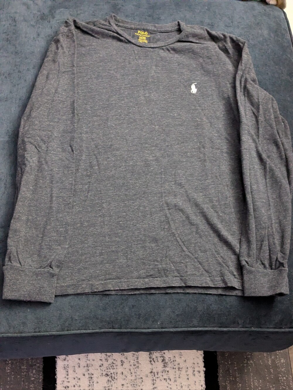 Ralph Lauren Dark Grey Heather Long Sleeve 100% Cotton T-Shirt Size M